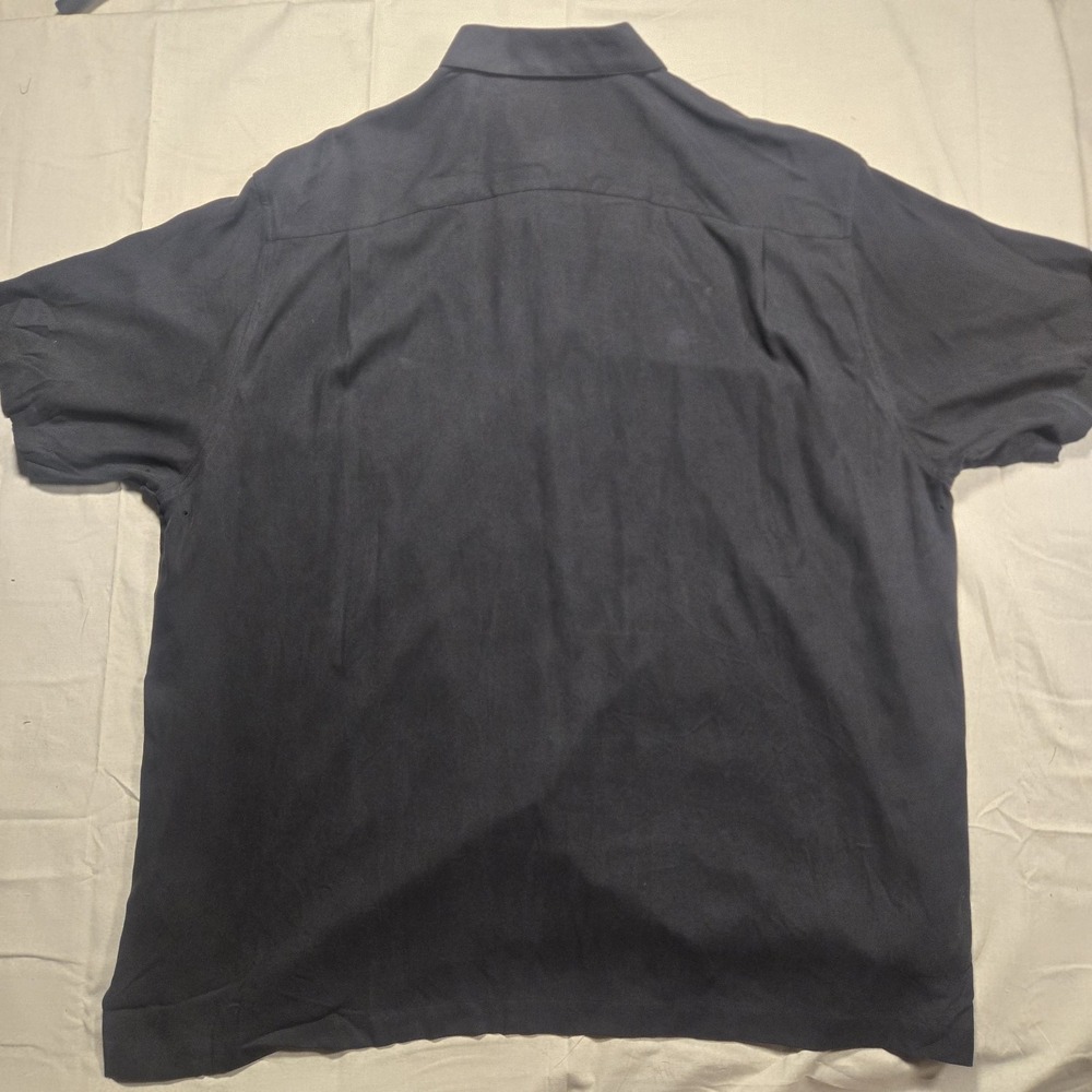 Nat Nast 100% Silk Shirt Men XXL Black Blue Retro Bowling Rockabilly - Picture 6 of 8